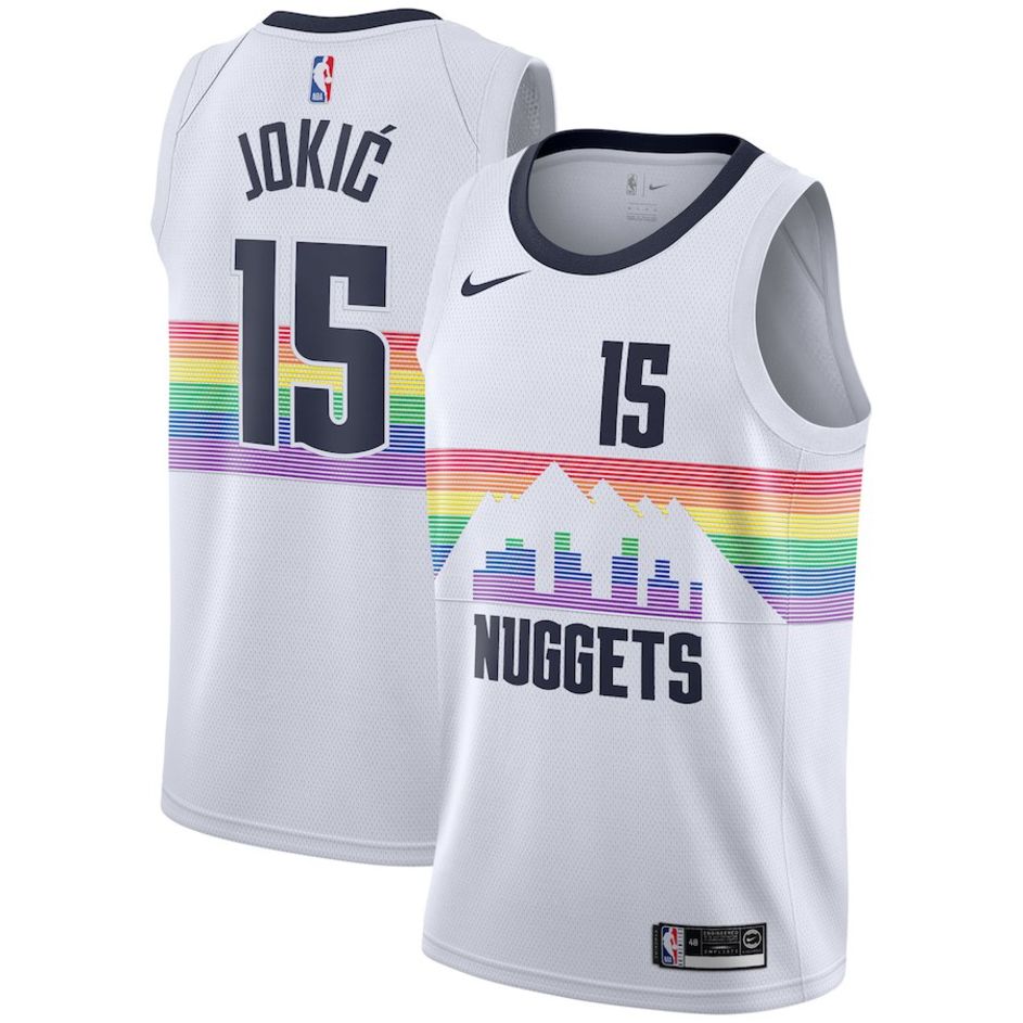 Men's Denver Nuggets White #15 Nikola Jokic Icon Edition Stitched Jersey